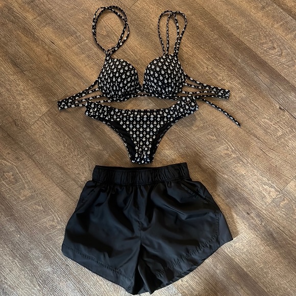 Shade & Shore Other - Two Piece Swim Suit, Med, bonus pairBlack, Sml athletic Shorts.M. Padded Top